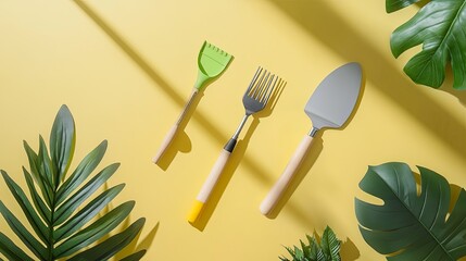A minimalist flyer for ergonomic gardening tools styled with bold, clean fonts. picture