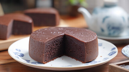 Luscious Chinese Red Bean Paste Cake (紅豆糕): A Delightful, Soft, and Sweet Treat. High-resolution image perfect for food blogs, recipe websites, restaurant menus, and culinary publications. Showcase   