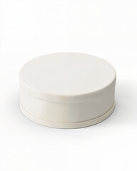 Circular white container with a smooth surface, ideal for storage or packaging in various settings