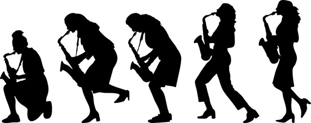 silhouette of a woman playing the trumpet,saxophone