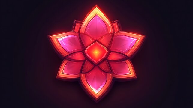 Glowing Red Gemstone Lotus Flower Design - Powered by Adobe