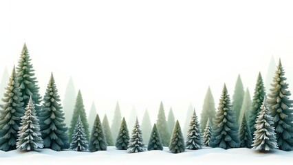 Obraz premium Frosty evergreens in a serene snowy landscape