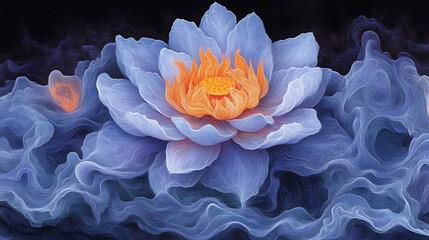 Obraz premium Serene Blue Lotus Flower in a Dreamlike Haze