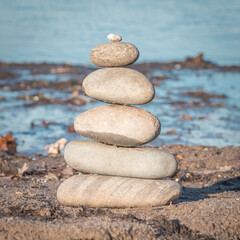 Rock Stack Cairn on Rocky Maine Coast