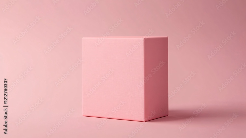 Aufkleber Pink cube standing on pink background representing minimalist concept