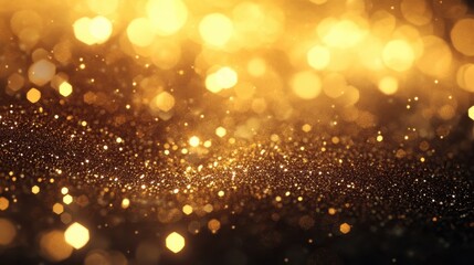 Golden bokeh background with glittering lights