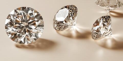 Brilliant Diamonds Sparkling on Soft Background