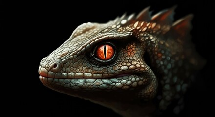 Fototapeta premium Close-up of a lizard showcasing intricate scales and striking eyes