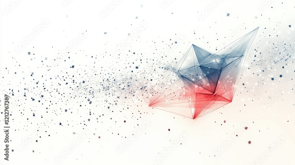 Poster abstract geometric pattern with multiple overlapping polygons in various shades and colors