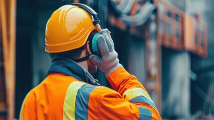 A health and safety controller inspecting the work environment for noise and vibration hazards. 