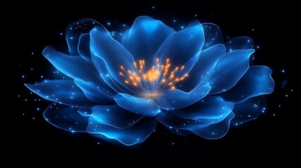 Obraz premium Luminous Blue Flower Glowing In The Dark