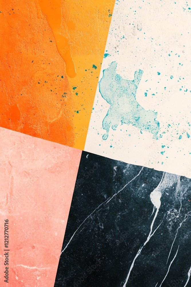 Poster Colorful abstract background showing four different textures creating geometric pattern