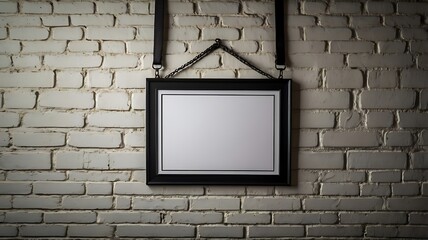 An Empty white Blank nameplate hanging on a black metal frame, showcasing a high-end boutique feel