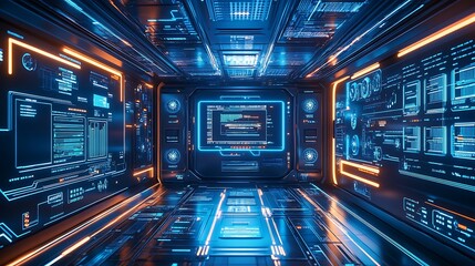 Bright futuristic room showcasing advanced electronics and glowing features