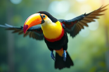 Obraz premium A colorful bird with a large beak, known for its distinctive call