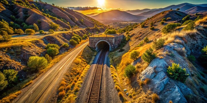 Aerial Railroad Tracks Tunnel Tehachapi Loop California Exploration