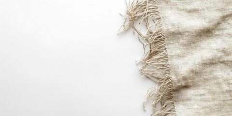 White background with a frayed piece of cloth