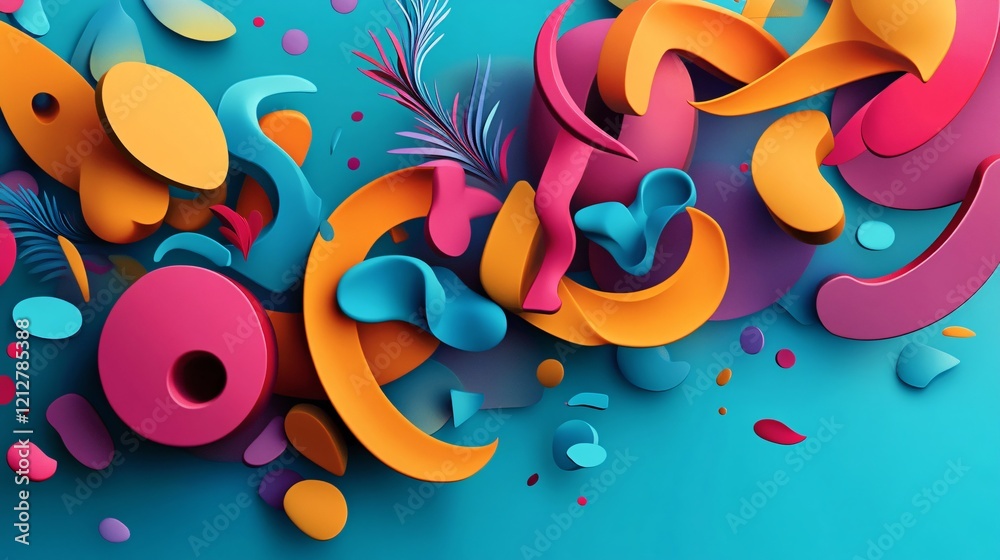 Aufkleber abstract colorful shapes creating a vibrant and dynamic composition