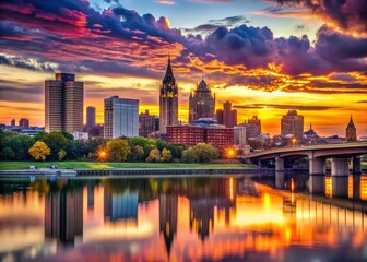 Fototapeta premium Albany NY Skyline Silhouette - AI Photo