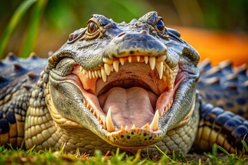 Obraz premium Alligator Open Jaw Sharp Teeth Portrait Photography