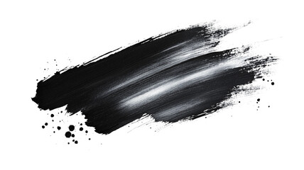 A black brush stroke on a white background. The brush stroke is thick and bold, creating a sense of movement and energy. The black color of the brush stroke contrasts with the white background