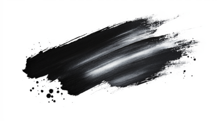 A black brush stroke on a white background. The brush stroke is thick and bold, creating a sense of movement and energy. The black color of the brush stroke contrasts with the white background