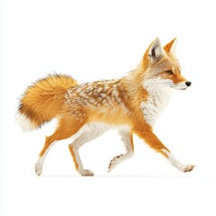 Obraz premium Majestic Red Fox Walking Gracefully Across a Bright White Background