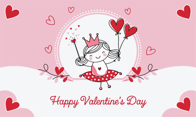 Modern vector illustration of a whimsical Valentine's Day card, easily editable.
