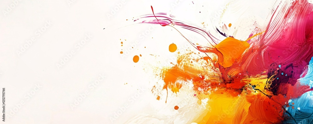 Poster colorful splashes creating abstract design on white background