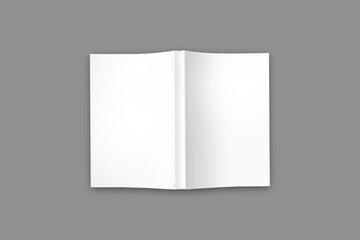 Blank white book cover mockup isolated on a gray background. 3d rendering. 