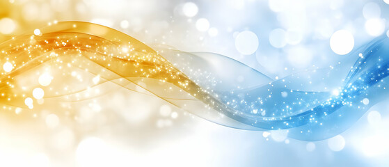 Blue gold light wave bokeh background