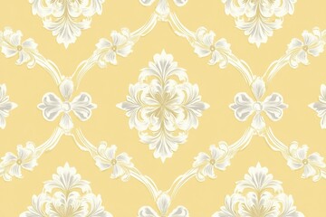 Fototapeta premium Seamless damask pattern creating an elegant backdrop with its floral ornament and yellow color