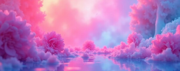 Fototapeta premium Soft pastel background with vibrant neon accents, serene atmosphere, background, balance