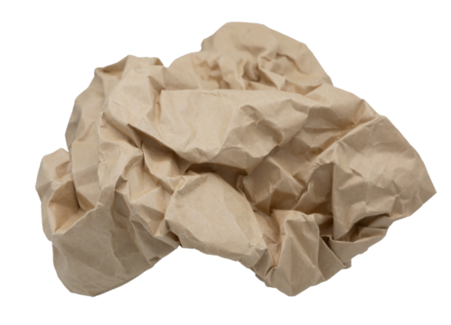 Crumpled paper on transparent background png file.