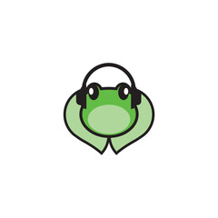 Vector illustration of a musician with a green frog face, ideal for music logos and icons, music players, voice listeners