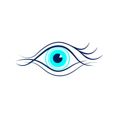 Stylized blue eye. Logo for ophthalmology. Vector illustration