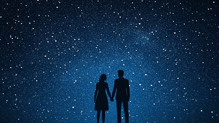Obraz premium A romantic couple enjoying a starlit night sky together.