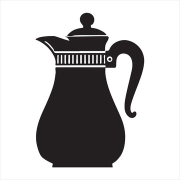 recommend clip art: Coffee carafe silhouette on white background
                    