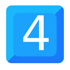 Obraz premium Illustration of Number 4 Button Isolated on White Background, Clipart 