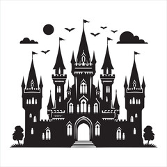 Fototapeta premium Castle vector illustration silhouette on white background 