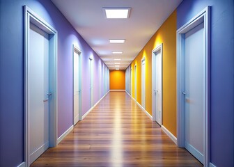 Narrow Hallway, White Walls, Rule of Thirds, AI Photo