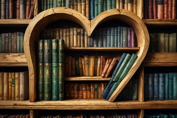 antique books on bookshelf in a library