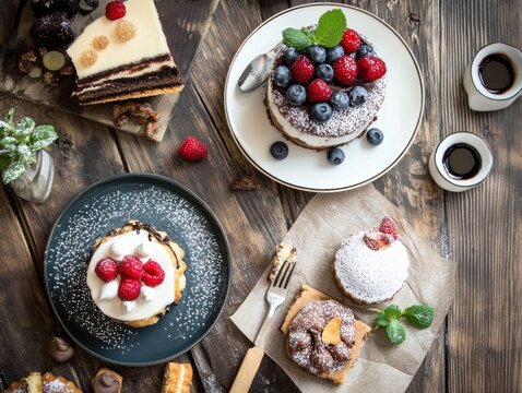 A stylish café with gluten-free desserts, featuring cakes, cookies