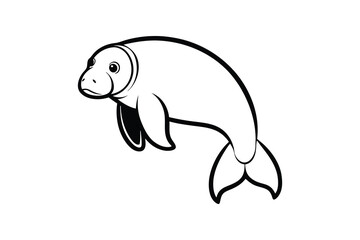 Manatee silhouette, Manatee icon silhouette vector art illustration design  
