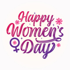 Happy women's day greeting card banner design to celebrate on March 8 Female holiday. International Women's Day text composition for wallpaper, cards, poster. Feminine hand lettering quote.