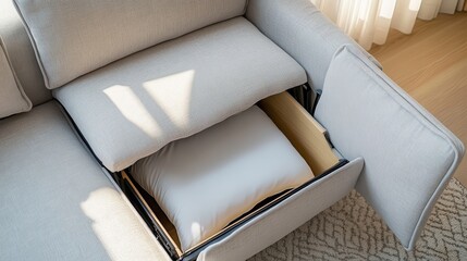 Cozy Sofa with Hidden Storage for Cushions and Pillows