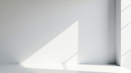 Bright Sunlight Illuminates a Minimalist Corner in a Spacious Room with Clean Lines and Subtle Shadows