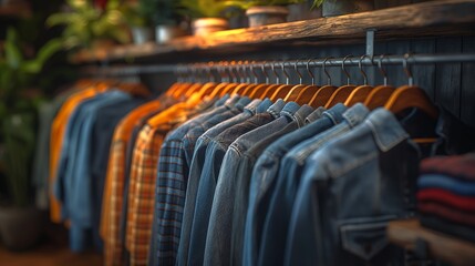 Obraz premium Clothes hanging on clothing hanger.. Wardrobe concept. Store concept