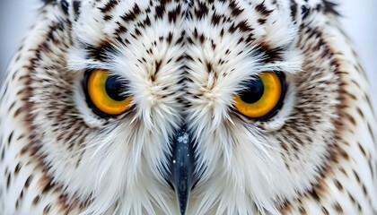 Naklejka premium a close up of an owl with yellow eyes