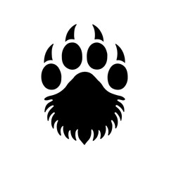 Wild animal paw print silhouette vector flat illustration design.